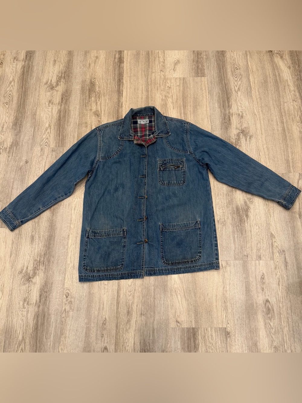 Vintage Cabin Creek Denim Chore Jacket Large 100% Cotton Workwear